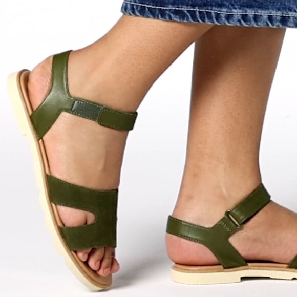 NEW Sorel Ella III Ankle Strap Sandals - Suede Utility Green For Women 252 - Picture 4 of 14